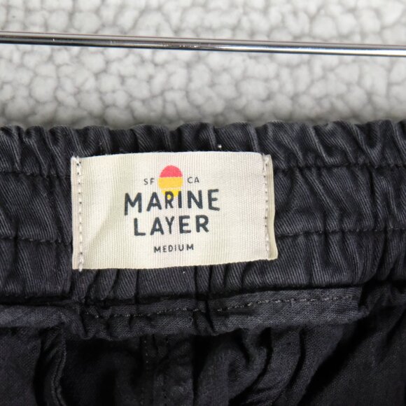 Marine Layer Sweatpants Mens Medium Black Slim Fit Heavyweight Cotton Drawstring - Picture 8 of 12
